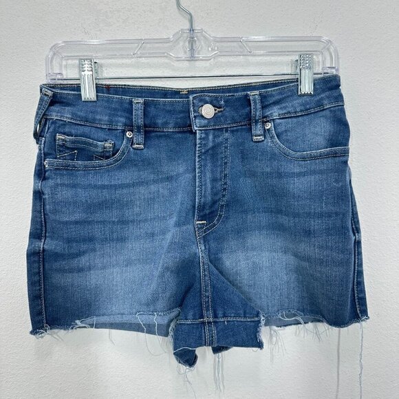 True Religion Maisie Frayed Hem Shorts Medium Wash High Rise Women's Size 27 - Picture 1 of 5